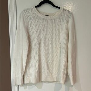 Talbots White Cable Knit Crew Neck Sweater
